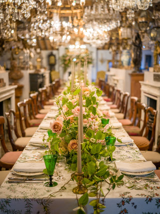 Old-world inspired table settings with antique rentals from Maison Fête