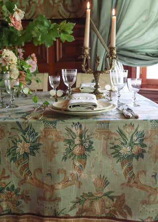 Maubec-Éternal tablecloth by Zardi & Zardi for Maison Fête with cornucopia and floral motifs