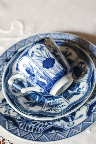 Blue & White Porcelain Dessert Service - 68 Pieces