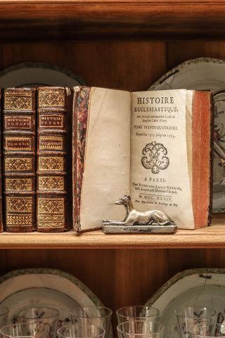 Set of 18th century French decorative books with full leather bindings and gilt spines