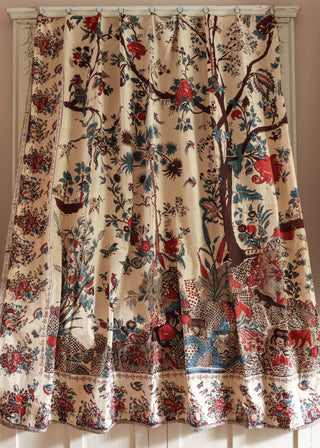 19th century Genoese Tree of Life textile panel with floral and animal motifs