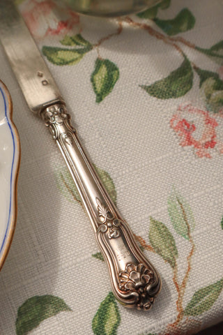 Minerva silver cheese knife set with crown motif and engraved initials FM - buy minerva silver