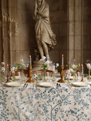 Exclusive chinoiserie tablecloth in willow blue – made to order in the UK