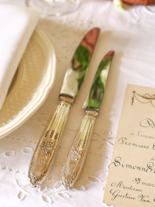 Set of antique French dinner and starter knives in sterling silver - shop antique silver