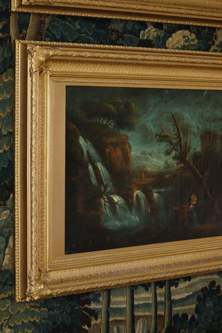 Antique French oil on canvas paintings for sale – atmospheric landscapes
