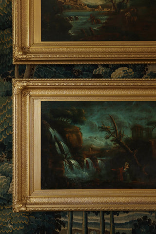 Signed 18th century French School oil paintings with restored ornate frames