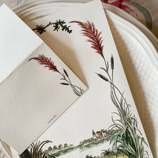 Set of 6 antique-inspired Frog Lake place cards on cream textured card stock