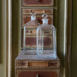 Pair of 18th century French glass decanters with remnants of gilded floral design