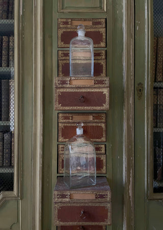 Handmade antique French glass decanters, 24cm and 27cm tall