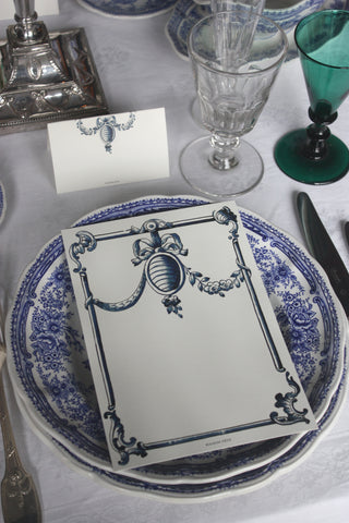 Antique-style menu cards blank for scribing, Delft tile inspired