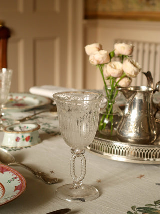 18th-century glassware pair with beaded stem detail