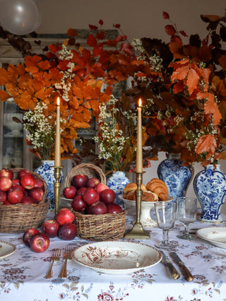 Close-up of vintage round baskets with natural woven texture