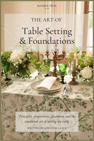 The Art of Table Styling digital guidebook by Maison Fête — a beautifully designed eBook teaching how to create elegant, timeless table settings with antique inspiration and expert hosting tips.