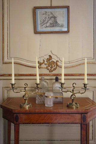 GILDED BRONZE CANDELABRA - PAIR