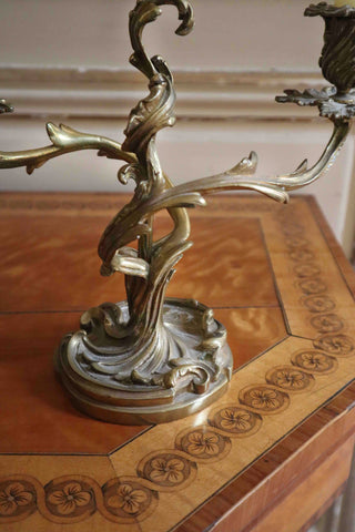GILDED BRONZE CANDELABRA - PAIR