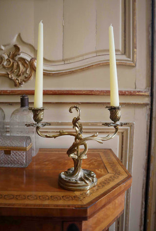 GILDED BRONZE CANDELABRA - PAIR
