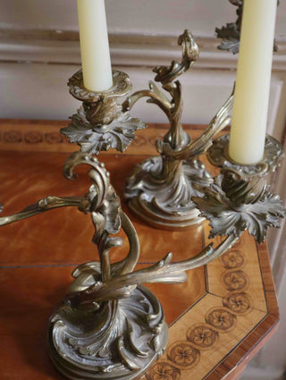 GILDED BRONZE CANDELABRA - PAIR