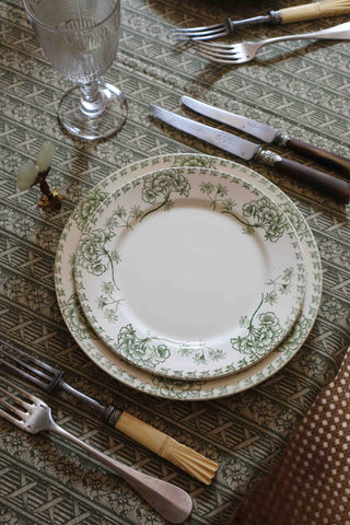 PALMYRE GREEN & WHITE SERVICES DE TABLE - 60 PIECES