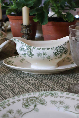 PALMYRE GREEN & WHITE SERVICES DE TABLE - 60 PIECES