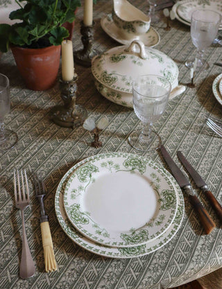 PALMYRE GREEN & WHITE PLATES - SET OF 12