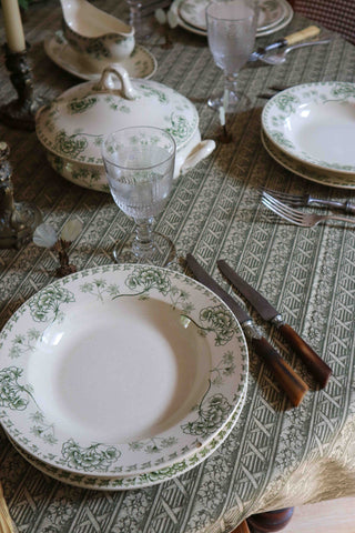 PALMYRE GREEN & WHITE SERVICES DE TABLE - 60 PIECES
