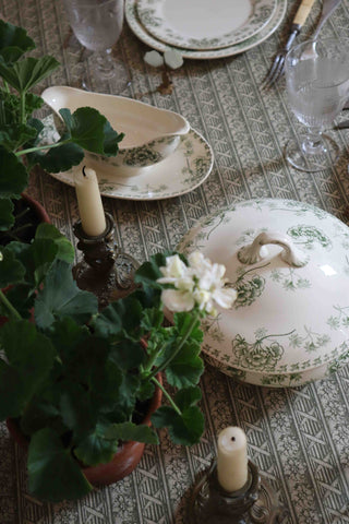 PALMYRE GREEN & WHITE SERVICES DE TABLE - 60 PIECES