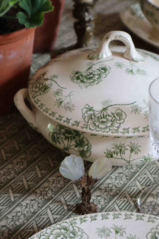 PALMYRE GREEN & WHITE SERVICES DE TABLE - 60 PIECES