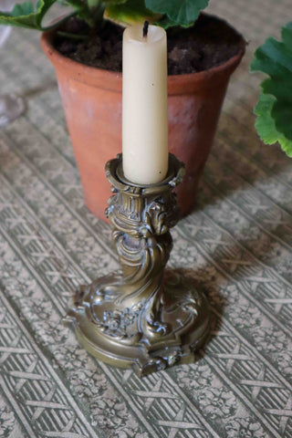 PETITE BRONZE CANDLE HOLDERS - PAIR