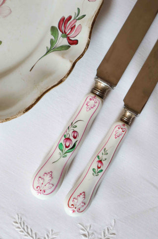 HAND PAINTED CERAMIC HANDLE KNIFE SET - 22 PIECES