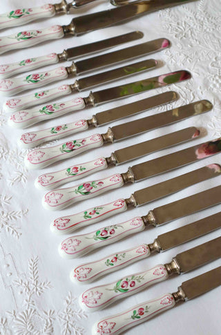 HAND PAINTED CERAMIC HANDLE KNIFE SET - 22 PIECES
