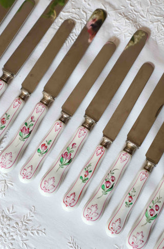 HAND PAINTED CERAMIC HANDLE KNIFE SET - 22 PIECES