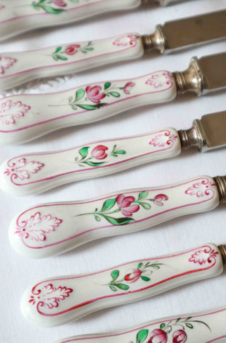HAND PAINTED CERAMIC HANDLE KNIFE SET - 22 PIECES