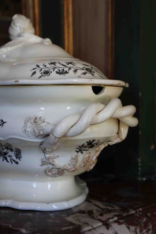 antique painted creamware tureen 