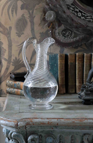 18TH C. LARGE TWISTED GLASS PITCHER