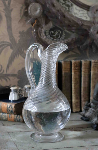 18TH C. LARGE TWISTED GLASS PITCHER