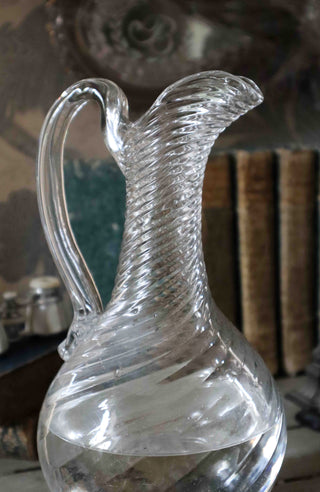 18TH C. LARGE TWISTED GLASS PITCHER