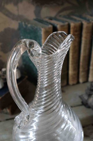 18TH C. LARGE TWISTED GLASS PITCHER