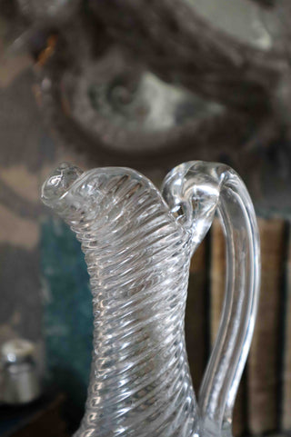 18TH C. LARGE TWISTED GLASS PITCHER