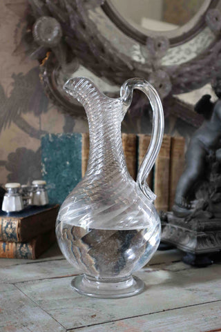 18TH C. LARGE TWISTED GLASS PITCHER