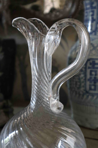 18TH C. MEDIUM TWISTED GLASS PITCHER