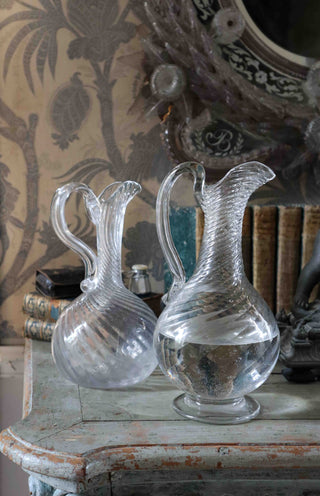 18TH C. LARGE TWISTED GLASS PITCHER