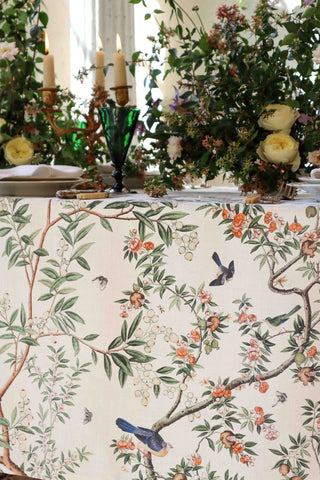 PRE-ORDER | CHINOISERIE TABLECLOTH IN CHALK WHITE