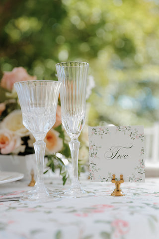 Vintage-inspired gilded card holders for weddings and events
