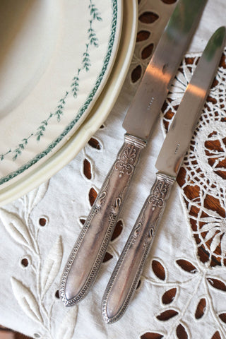Ornate French antique silver knives purchase online with worldwide shipping