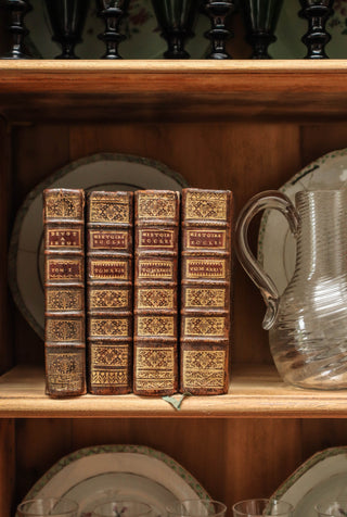 18th C. French Leather Books - Set of 4