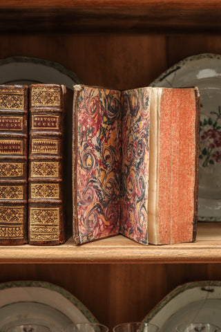18th C. French Leather Books - Set of 4