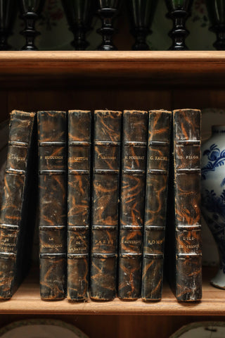 Leather & Marble Decorative Travel Books - Set of 7