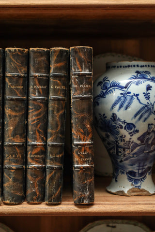Leather & Marble Decorative Travel Books - Set of 7