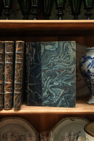 Leather & Marble Decorative Travel Books - Set of 7