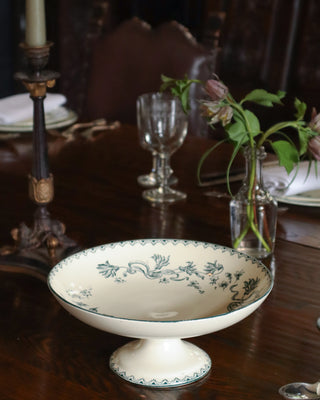 Antique Teal Floral Dinner Service - 31 pieces